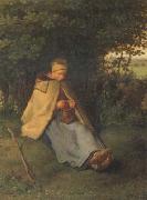 jean-francois millet, Woman knitting (san19)
